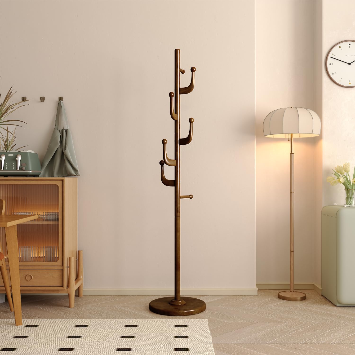 Coat Rack Stand Freestanding Wood for Hallway Entryway Brown M826717