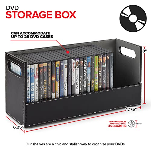 Stock Your Home DVD Storage Box, Faux Leather White, Holds 28 DVDs V972606