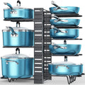 ORDORA Pots and Pans Organizer: Rack for Cabinet, 8-Tier Heavy Duty 120LBS Pots Pans Organizer Rack under Cabinet Adjustable for Dutch Ovens, Cast-iron Pans, Heavy Skillets Griddles, Shallow Pots