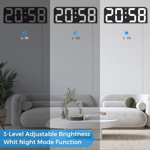 SZELAM Digital Wall Clock 9.6" LED Alarm Clock with Remote Control, Red P288621