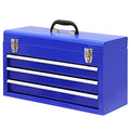 BIG RED 3 Drawer 20" Metal Tool Box Portable Steel Tool Chest with Ball-Bearing Slides and 2 Metal Latches Closure for Garage,Home or Workbench,Blue,ANTBD133-XU