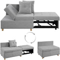 Pull Out Sleeper Sofa Bed Chair 4-in-1 Convertible Chair Bed, Linen Fabric loveseat Sofa with 2 Throw Pillow, Single Recliner for Small Space with 5 Adjustable Backrest, (Light Gray)