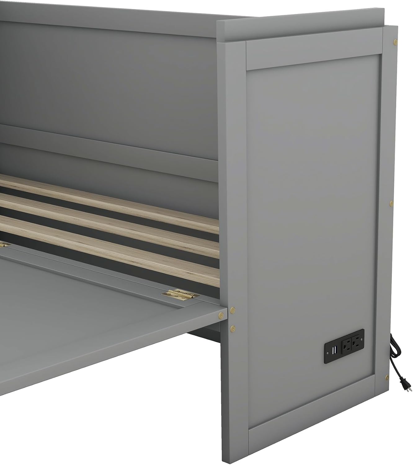 Queen Size Murphy Bed with USB Port & Storage Drawer, Gray X32665