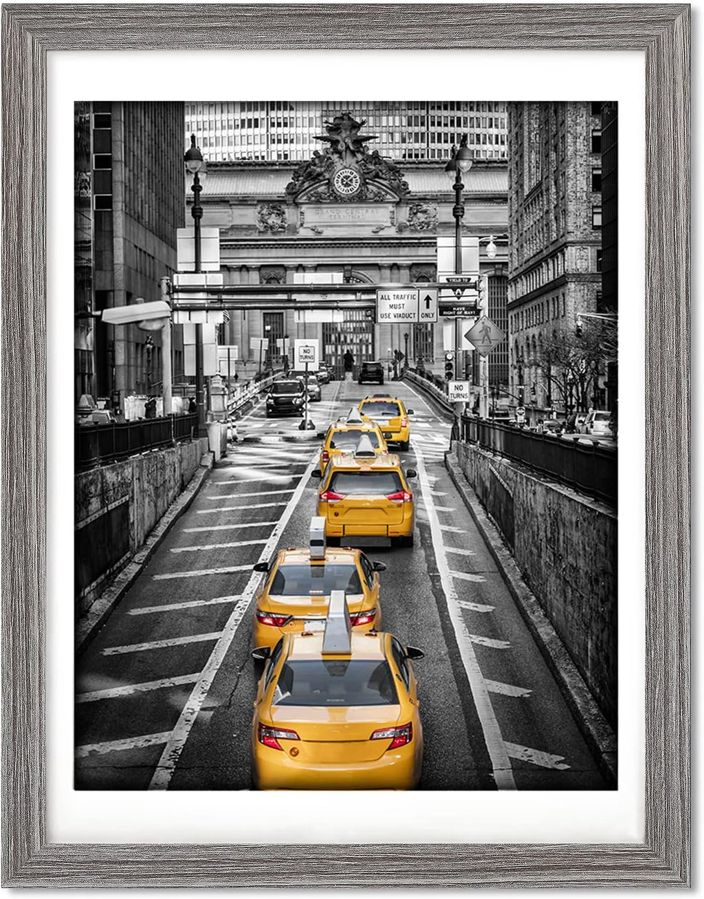 12x16 Rustic Frames Solid Wood Display Pictures 11x14 with Mat or 12x16 Photo Without Mat, Distressed Wooden Picture Frame Wall Art for Living Room Wall Mounting, Gray