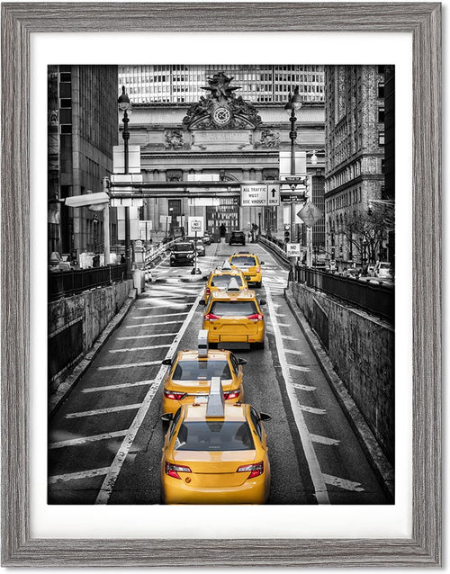 12x16 Rustic Frames Solid Wood Display Pictures 11x14 with Mat or 12x16 Photo Without Mat, Distressed Wooden Picture Frame Wall Art for Living Room Wall Mounting, Gray
