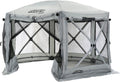 CLAM Quick-Set Pavilion 12.5 x 12.5 Ft Portable Pop-Up Outdoor Camping Screen Tent 6-Sided Canopy Shelter w/ Built-in Wind Panels & Carry Bag, Gray