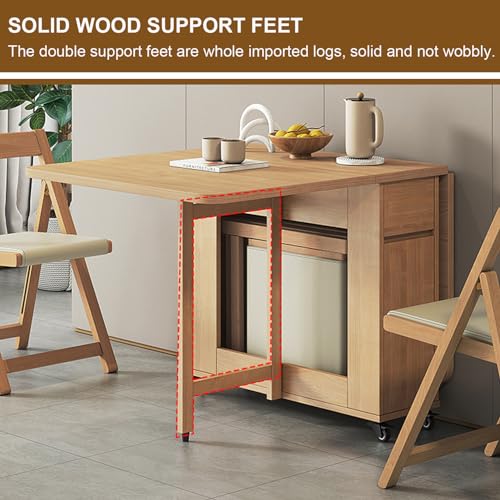 Folding Dining Table with 4-6 Chairs, Extendable Drop Leaf Farmhouse Wood Kitchen Table Set C769624