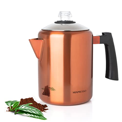 Mixpresso Stainless Steel Stovetop Coffee Percolator, Percolator Coffee Pot, Excellent As Camping Coffee Pot, 52 oz 12 Cup Stainless Steel Coffee Percolator Camping Coffee Makers