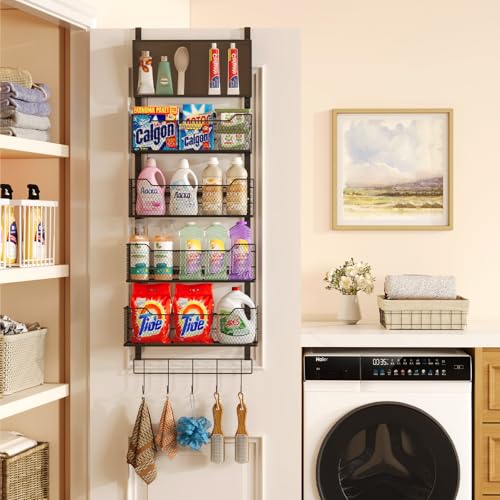 Adjustable Over The Door Organizer with 4 Metal Baskets, White H46810