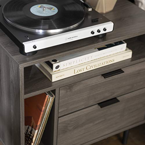 Walker Edison Modern Wood Nightstand with Drawer and Shelf, 25 Inch, Slate Grey V68603