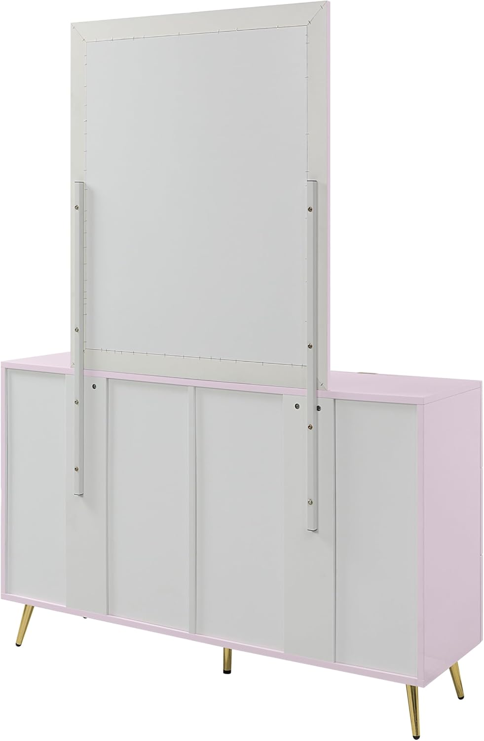 Acme Gaines 6-Drawer Pink High Gloss Wood/Metal Dresser D82099