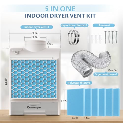 3-in-1 Indoor Dryer Vent Kit with Stainless Steel Screen Filter for Electric Clothes Dryers X569718