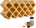 Bamboo Criss Cross Spice Rack Organizer for Cabinet, Wood Seasoning Rack Spice Organizer Holder, 18-Jar Spice Rack Tower Spice Storage Organizer for Kitchen Countertop Drawer-Jars Not Include