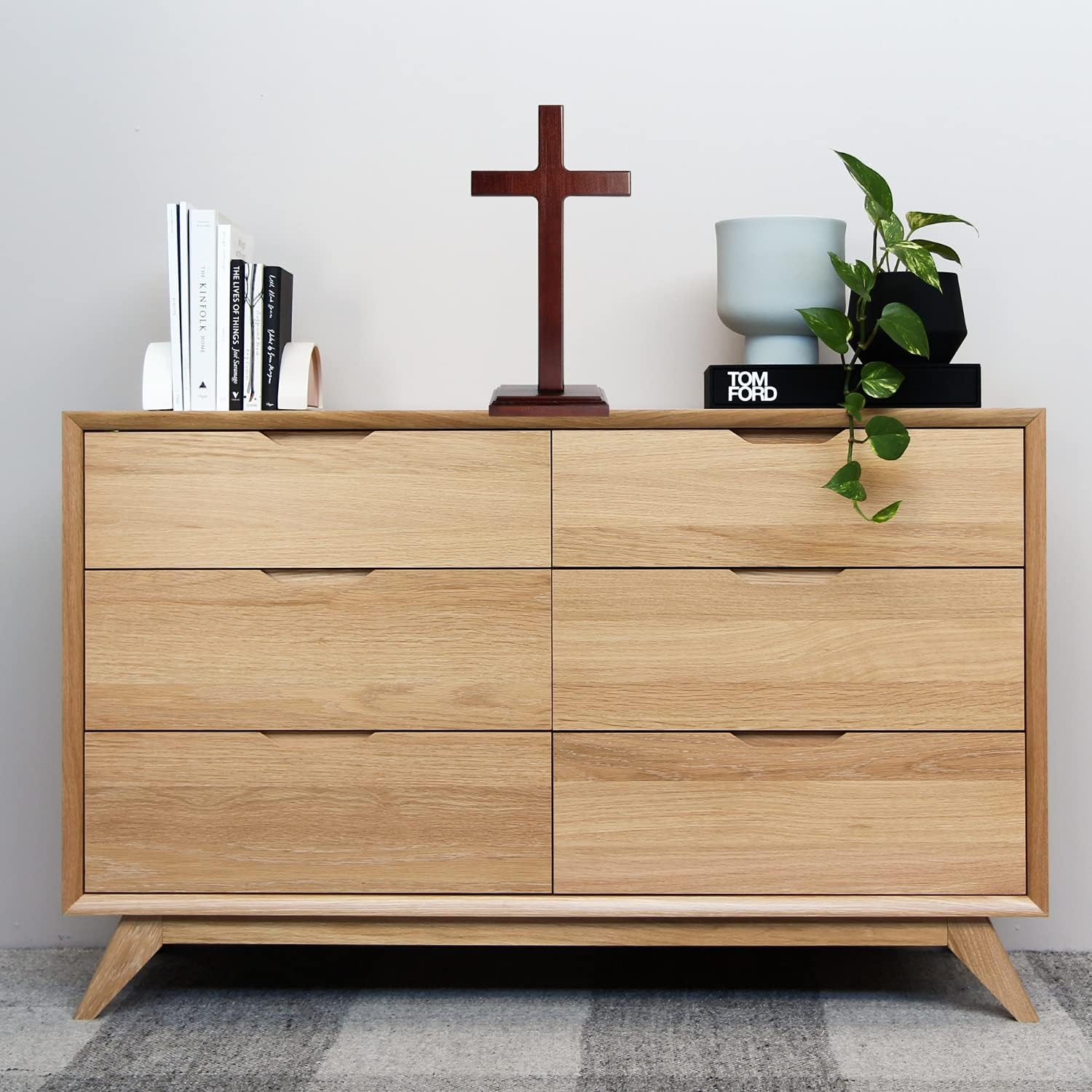 KUXBET Wooden Wall Cross with Stand 12.5 Inch for Hanging or Standing Home Decor H309191