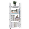 White 5 Tiers Tall Bookshelf, Industrial Storage Shelf, Multifunctional Narrow Bookcase, Display Standing Shelf Units for Living Room, Bedroom, Kitchen
