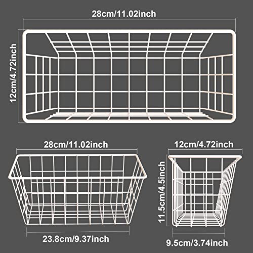 MaraFansie Wall Wire Baskets 2 Pack, White, No Drilling Adhesive Mount M2794