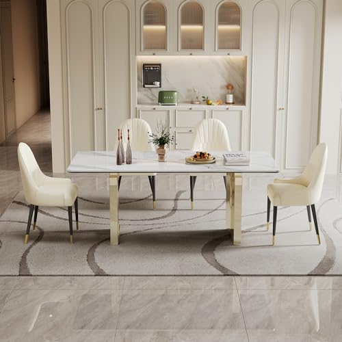 63 inch Glass Dining Table with Clear Rectangular Top and Gold Metal Legs Z19670