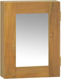 SecondBoy Natural Wood Grain Finish Wooden Storage Cabinet Teak Wall Cabinet Single Mirror Door Double Compartment Shelf