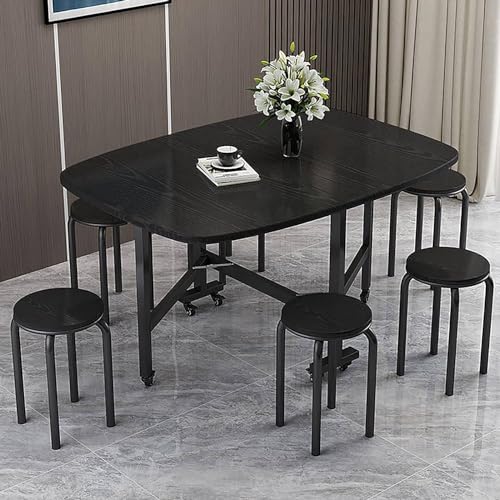 Wood Extendable Dining Table with Wheels, Brown 120x80x75CM V1868