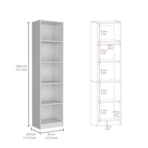 Tuhome Home Xs Bookcase with 5-Tier Shelves, Black H356863