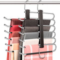4 Pack 6-Tier Space Saving White Pant Hangers, Anti-Slip, Lightweight, Stainless Steel, Ideal for Closet Organization, Free Installation