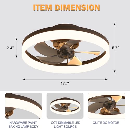 15.7" Ceiling Fan with Lights and Remote, Flush Mount for Bedroom Z9624