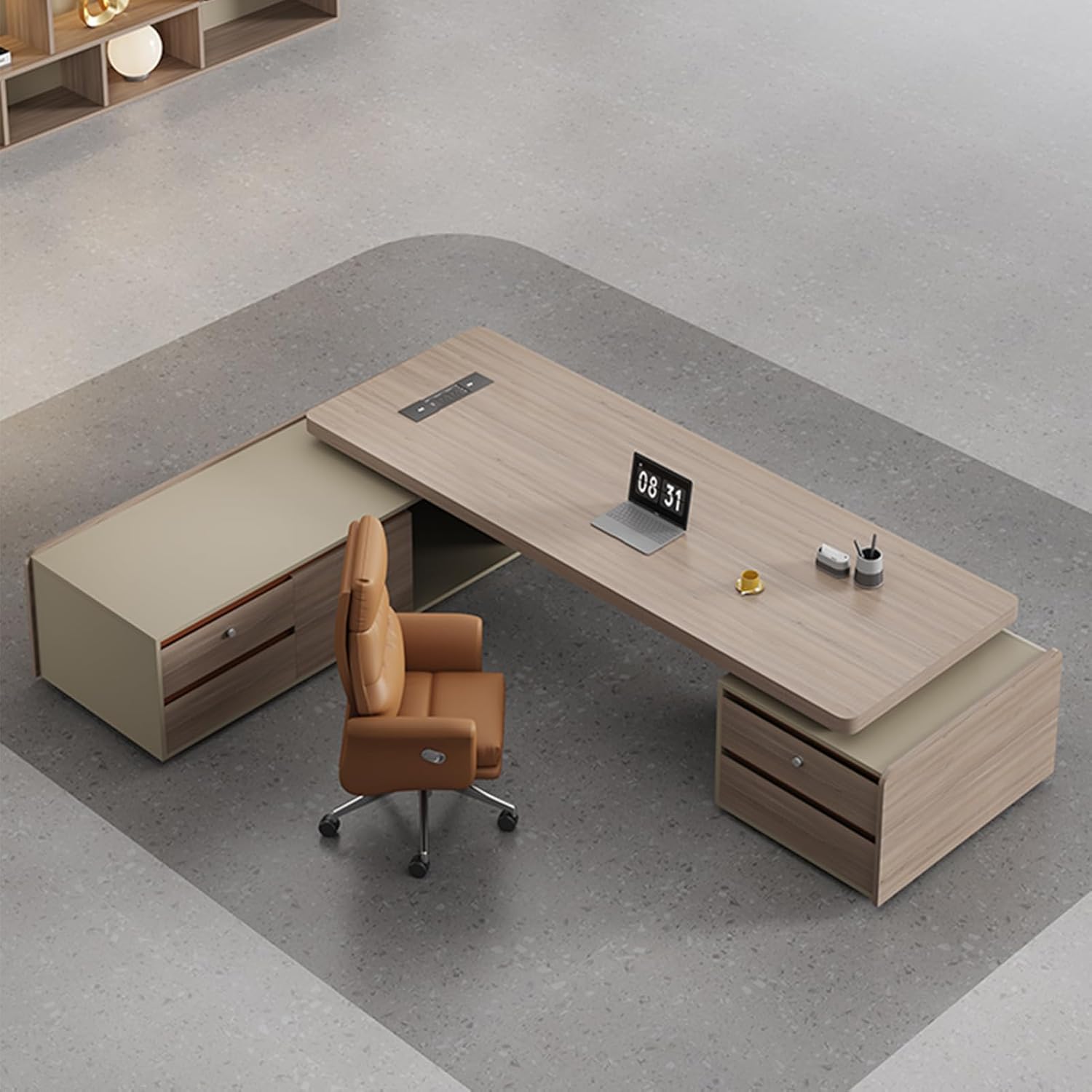 Large Executive Desk with Storage Cabinets for Home Office C72892