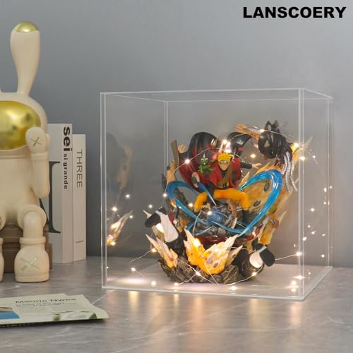 LANSCOERY Acrylic Display Case for Collectibles, Dustproof Seamless Design, 15.7x15.7x15.7in C38517