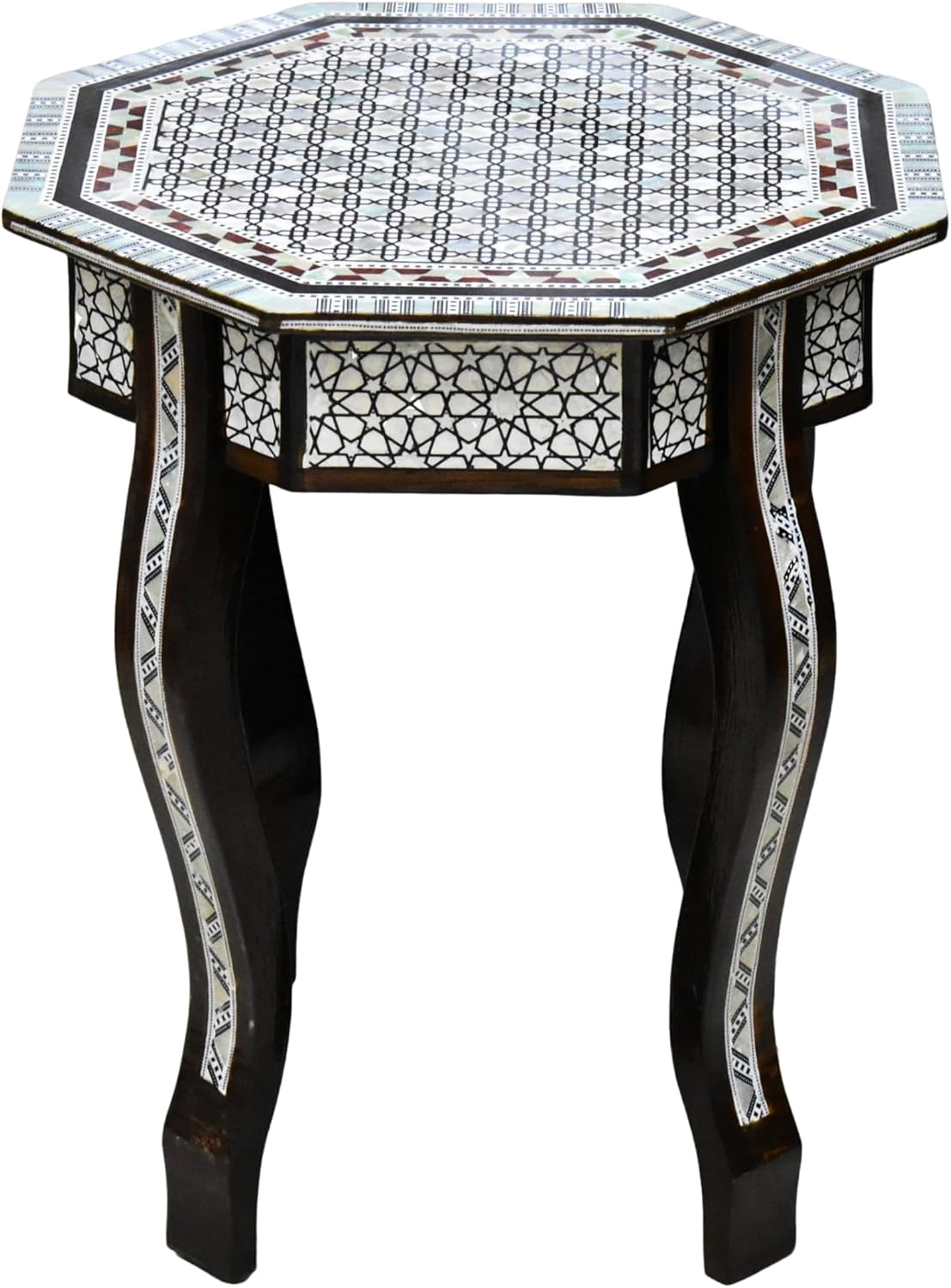 Mother of Pearl Moroccan Wood Octagonal Coffee Table V998