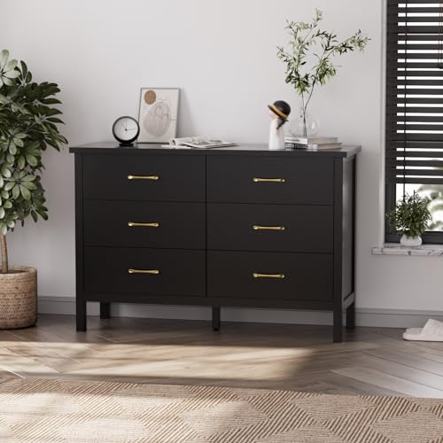 7 Drawer Dresser White with Gold Handles for Bedroom R89792
