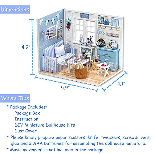 TuKIIE DIY Miniature Dollhouse Kit with Furniture, 1:24 Scale Wooden Doll House I58821