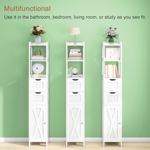 Bathroom Storage Cabinet with Door and Adjustable Shelf, White Q615
