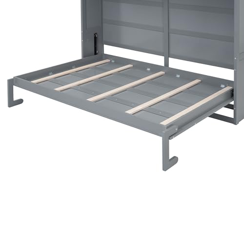 Full Size Murphy Bed with Built-in Wardrobe and 3 Drawers L229962