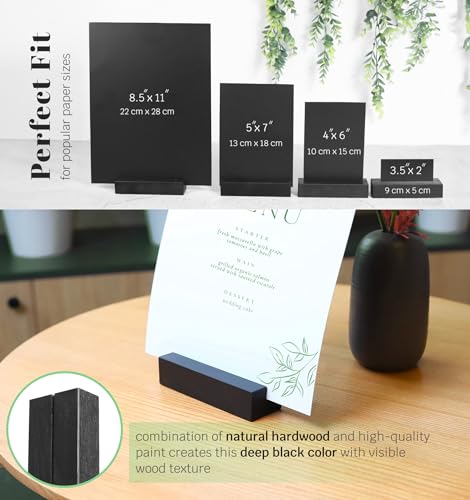 10 Pack Wood Place Card Holder - Black Wooden Table Number Stands for Wedding & Birthday E2171