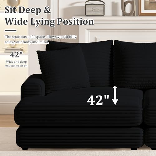 Modern Minimalist Cloud Sectional Sofa with Ottoman, Beige B675661