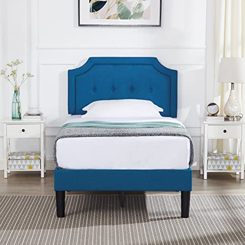 VECELO Upholstered Platform Bed Frame with Adjustable Headboard, Twin Size Z8226
