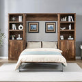 Modern wooden Murphy Bed,Cabinet Bed Folding Wall Bed, Perfect for Guest Room, Study, Office.Save bedroom space,No spring Box Required (Brown@073, Queen)