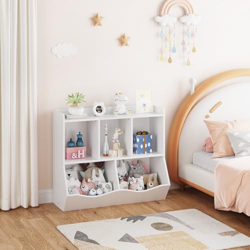 Kids Bookshelf and Bookcase Toy Storage with Cubby Organizer F247