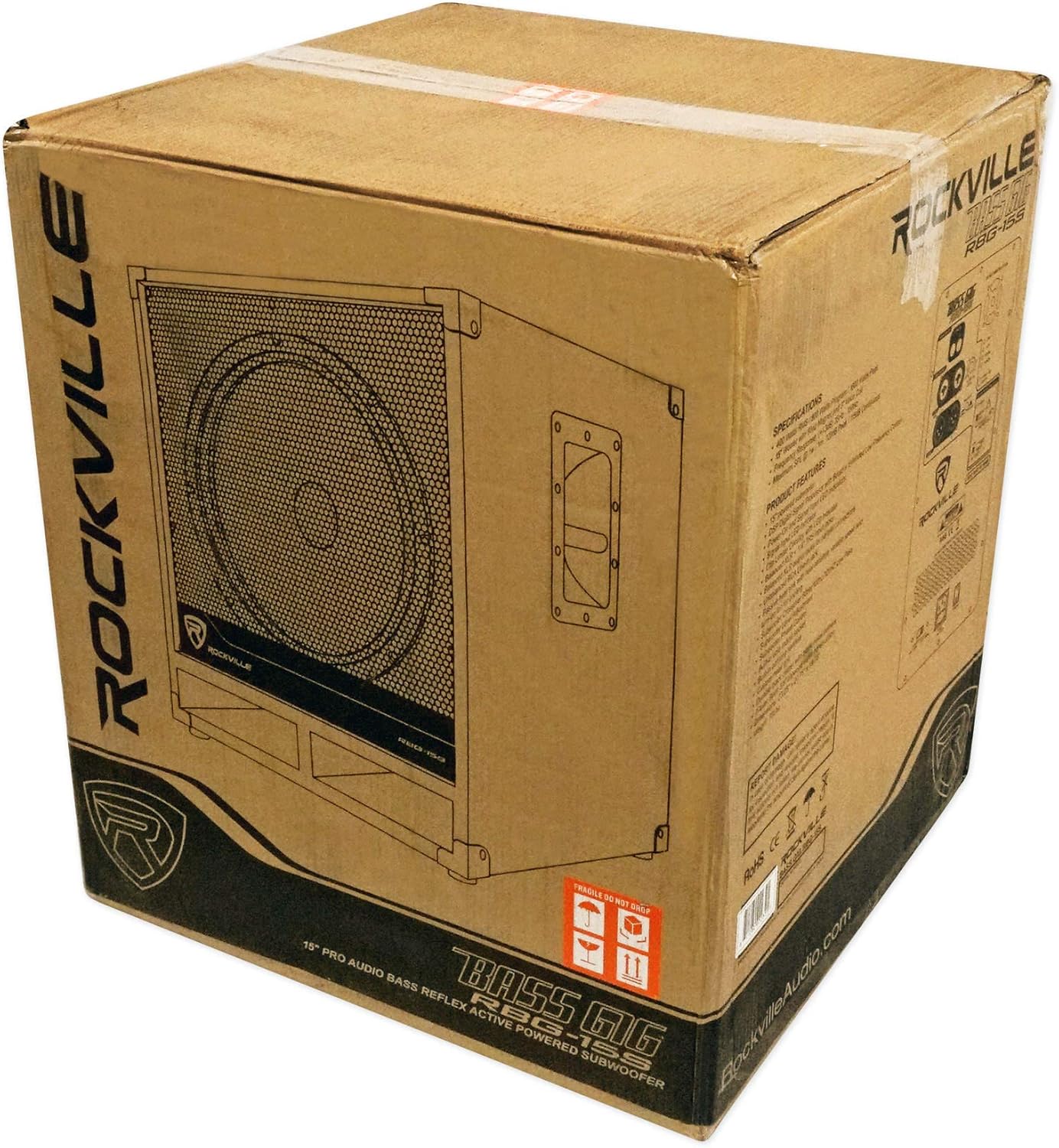 Rockville RBG15S 15" 1600W Active Powered PA Subwoofer with Steel Casters R81685