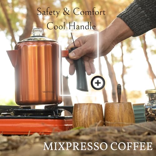 Mixpresso Stainless Steel Stovetop Coffee Percolator, 52 oz 12 Cup Z21916