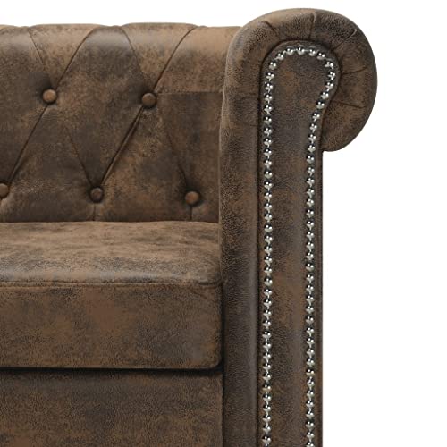 L-shaped Chesterfield Sectional Sofa Brown I496