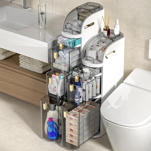 Narrow 3-Tier Storage Cabinet with Clear Drawers for Bathroom Kitchen F106617