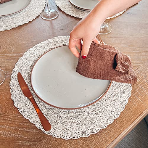 Mora Ceramic Artisan Matte Dinner Plates Set of 6, 10 inch, Dishwasher Safe Y28644