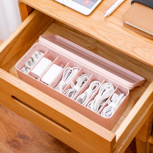 2 Pack Cord Organizer Box with Adjustable Compartments, Clear U374