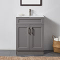24 Inch Bathroom Vanity, Small Bathroom Vanity with Sink, Gray Bath Vanity Sink Set, Bathroom Vanity Cabinet with White Ceramic Vessel Basin Top