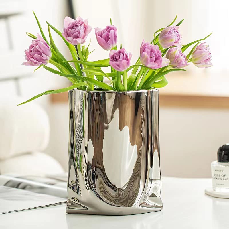 Sliver Ceramic Vase 7.9 Inch Minimalist Nordic Home Decor C97267