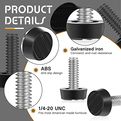 1/4-20 UNC Adjustable Furniture Levelers Galvanized Steel Glide Feet (20 Pack) Q4239