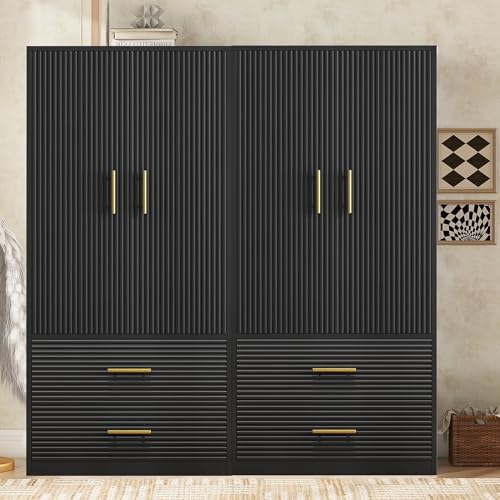 White Armoire Wardrobe Closet with 2 Doors and Drawers K510