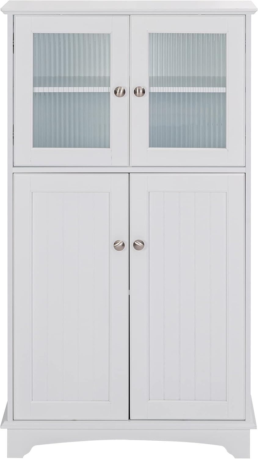Spirich Bathroom Storage Cabinet, Free Standing Wood Floor Cabinet, White Q59036