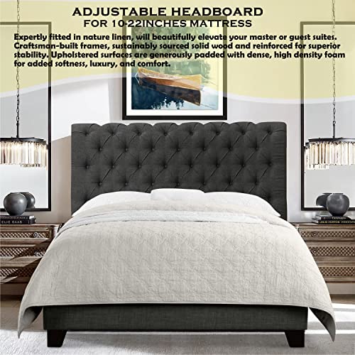 Rosevera Corrine Upholstered Bed Frame with Tufted Headboard, Twin, Natural Y723316